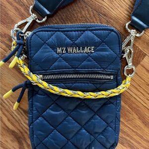 MZ Wallace Metro Crossbody in Blue with Yellow Details